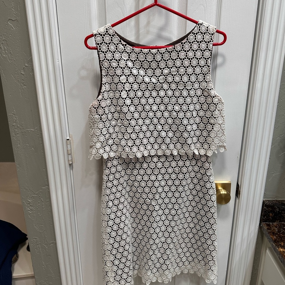 Chic White Lace Overlay Dress